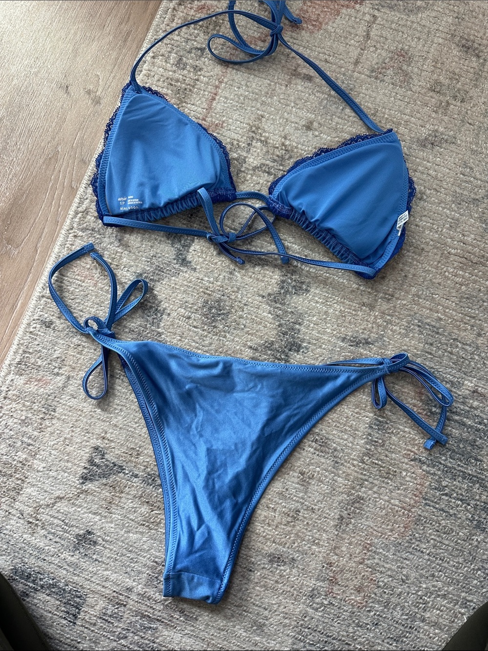 aerie Royal Blue Lace Trim Bikini Top - Picture 5 of 5